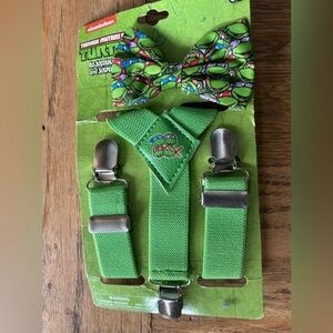 NWT Ninja Turtles Adjustable Bow Tie Suspenders Set